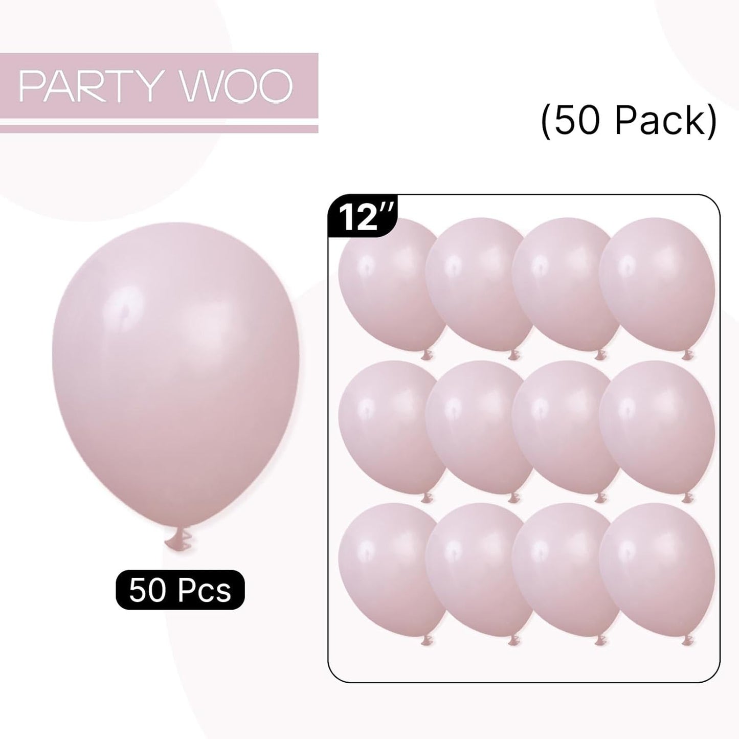 PartyWoo Dusty Pink Balloons 50 pcs 12 Inch Blush Pink Balloons for Graduation Baby Shower Gender Reveal Bachelorette Graduation Wedding Anniversaries Birthday Party Decorations Pink-F54