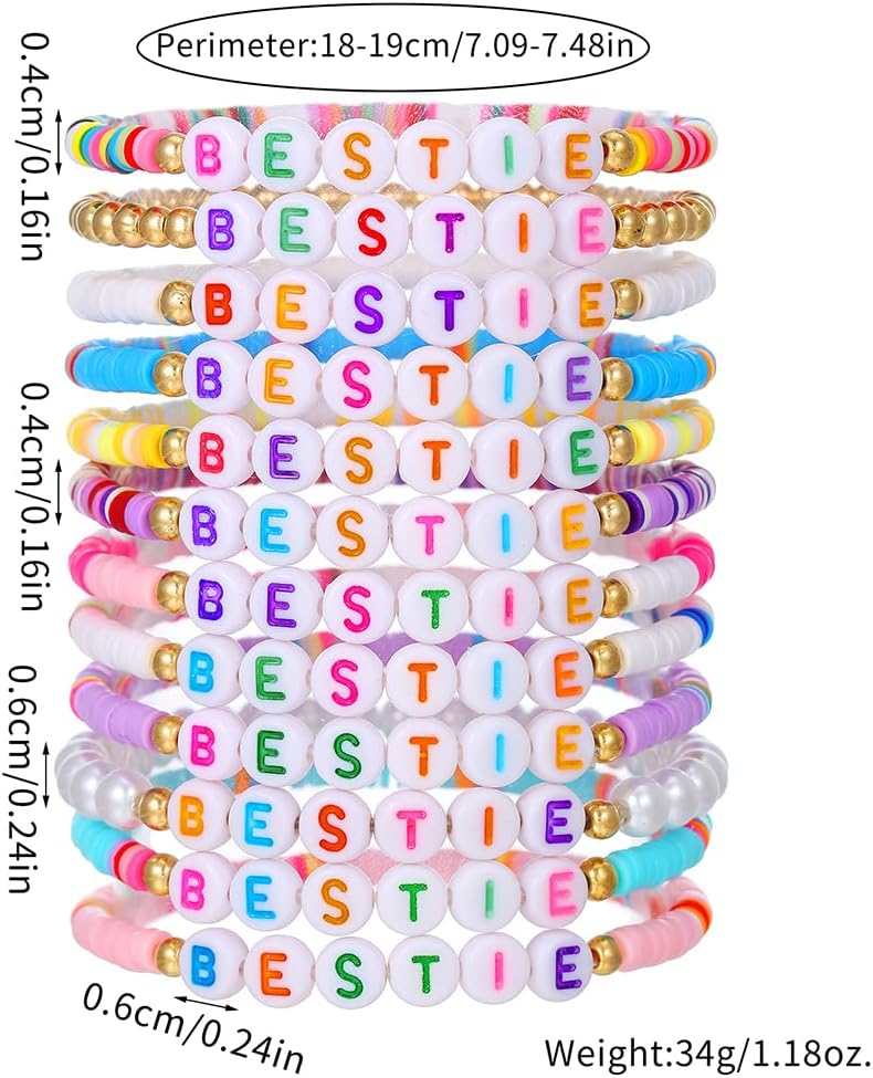 Friendship Bracelets Boho Stackable Bracelets for Women Surfer Heishi Clay Bead Bracelets Stretch Preppy Bracelets Colorful Boho Bracelets for Women