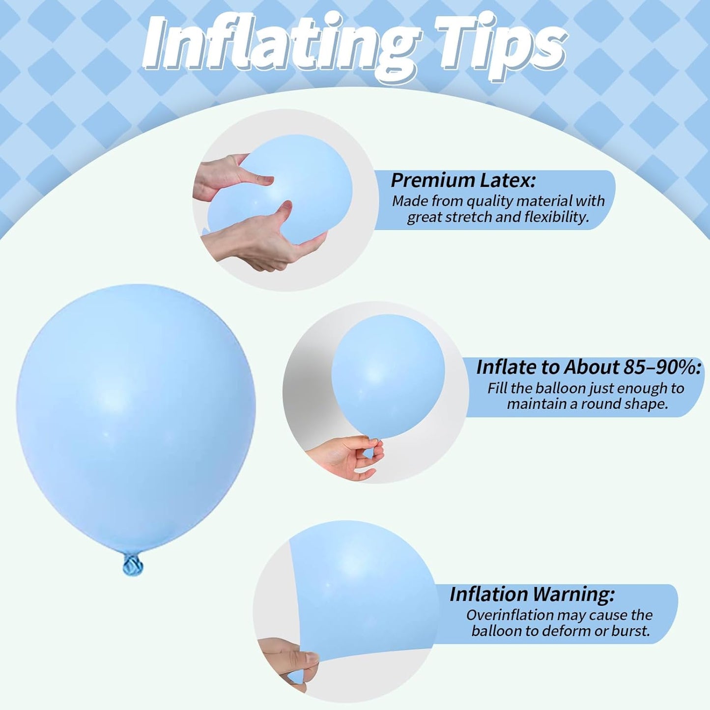 Blue and White Balloons, 12 Inch Baby Light Pastel Blue Pearl White Silver Metallic Clear Latex Helium Party Balloons for Boys Bridal Baby Shower Bachelorette Winter Holiday Birthday Party Decorations