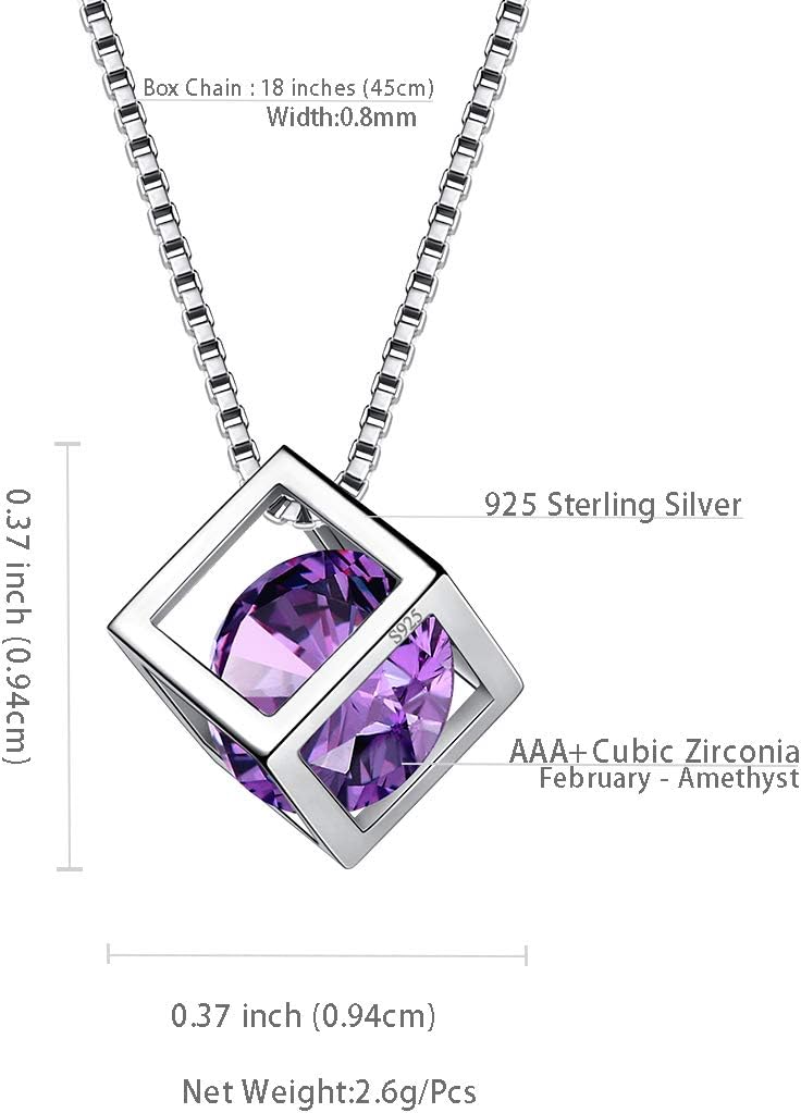 Aurora Tears Birthstone Necklace/Earring 925 Sterling Silver Women Cross/3D Cube/Cresent Moon Birth Stone Jewelry Mens Birthday Gift Anniversary Present