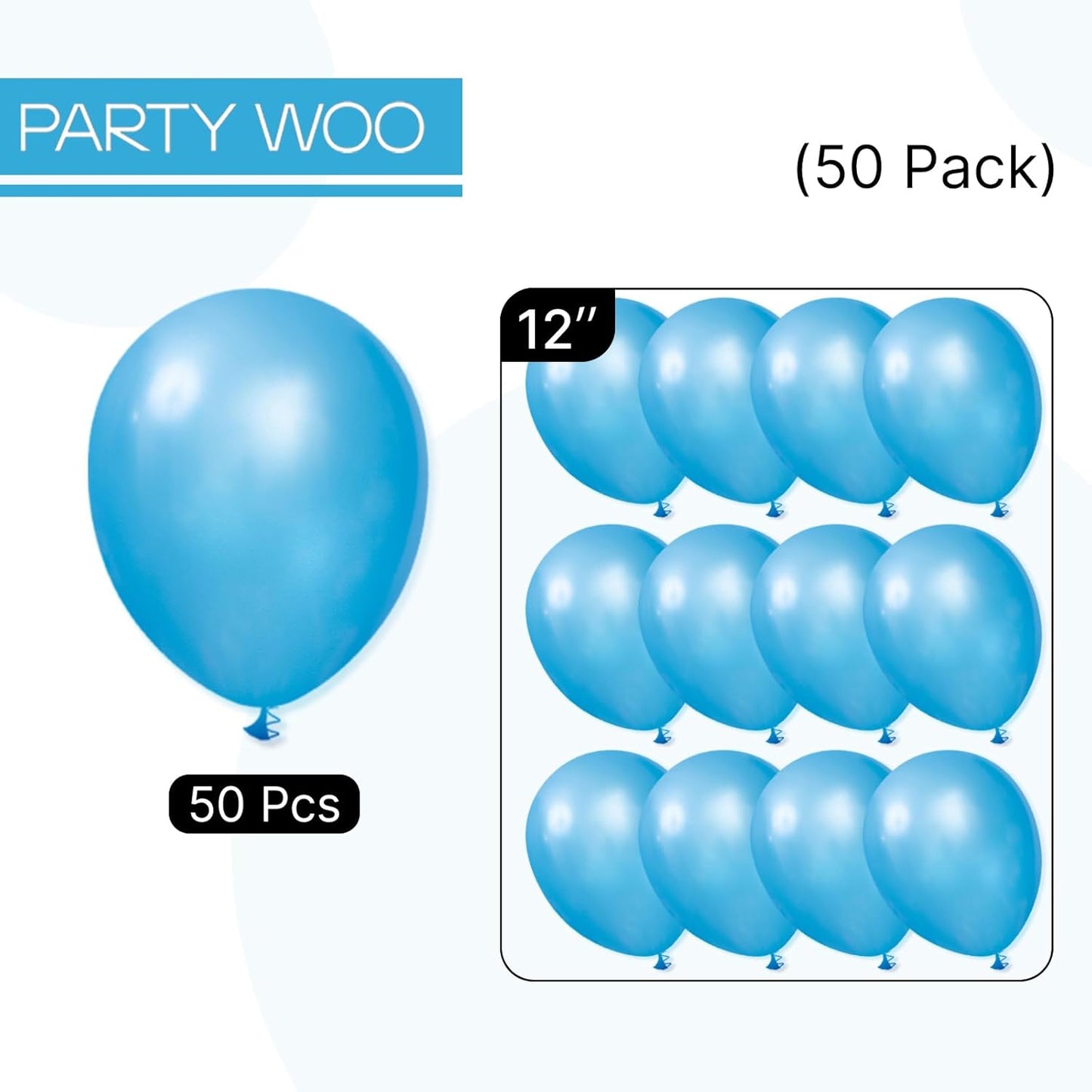 PartyWoo Pearl Blue Balloons 50 pcs 12 Inch Sky Blue Latex Helium Balloons for Graduation Wedding Baby Shower Gender Reveal Under the Sea Anniversary Birthday Party Decorations Blue-Z23