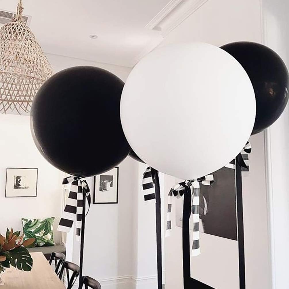IN-JOOYAA 10Pcs 24 Inch Balloons Black Giant Round Balloons Large Balloon For Wedding Baby Shower Birthday Party Decorations