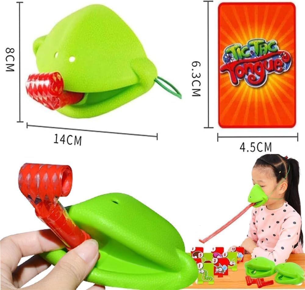 Chameleon Tongue Game for Kids, Frog Tongue Game with Blowing air, Lizard Party Blower Masks Insect Cardboard Included (7pc)