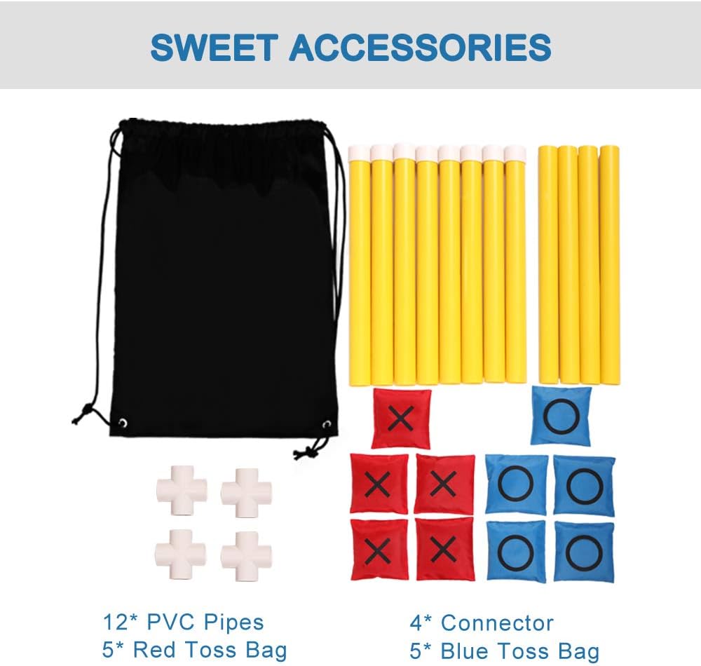 OTTARO Giant Tic Tac Toe Game Outdoor Indoor for Family, Outdoor Bean Bag Toss Game for Adults and Kids(3ft x 3ft)