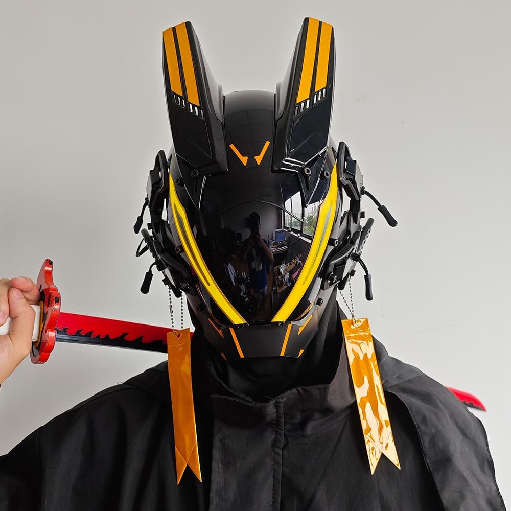 KYEDAY Punk Mask for Men,LED Mask for Women,Futuristic Punk Techwear, Cosplay Halloween Fit Party Music Festival Accessories