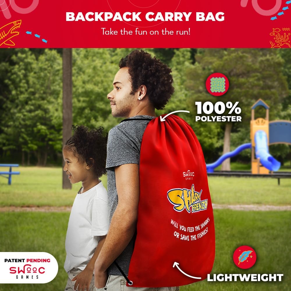 Swooc Games® - Shark Frenzy™ | 2-in-1 Bean Bag Toss Game for Kids | 5-Second Setup Toddler Party Games for Kids | Toddler Outdoor Fun | Corn Hole Shark Toys for Boys | Cornhole Game Set Outside