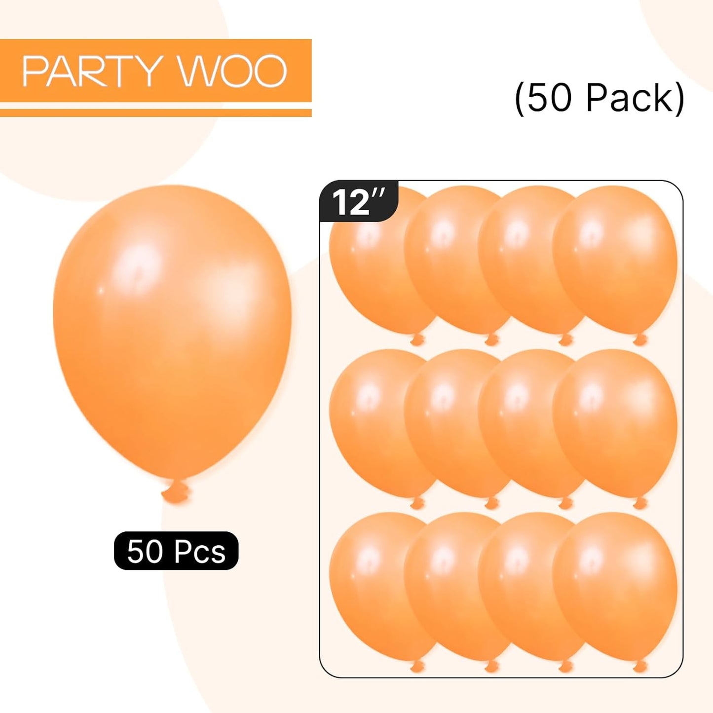 PartyWoo Orange Balloons 50 pcs 12 Inch Pearl Orange Fall Pumpkin Latex Balloons for Graduation Thanksgiving Halloween Little Cutie Baby Shower Birthday Party Decorations Orange-Z28