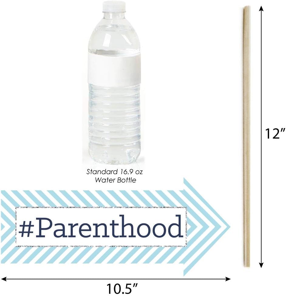 Big Dot of Happiness Funny Blue and Silver - Hello Little One - Boy Baby Shower Photo Booth Props Kit - 10 Piece