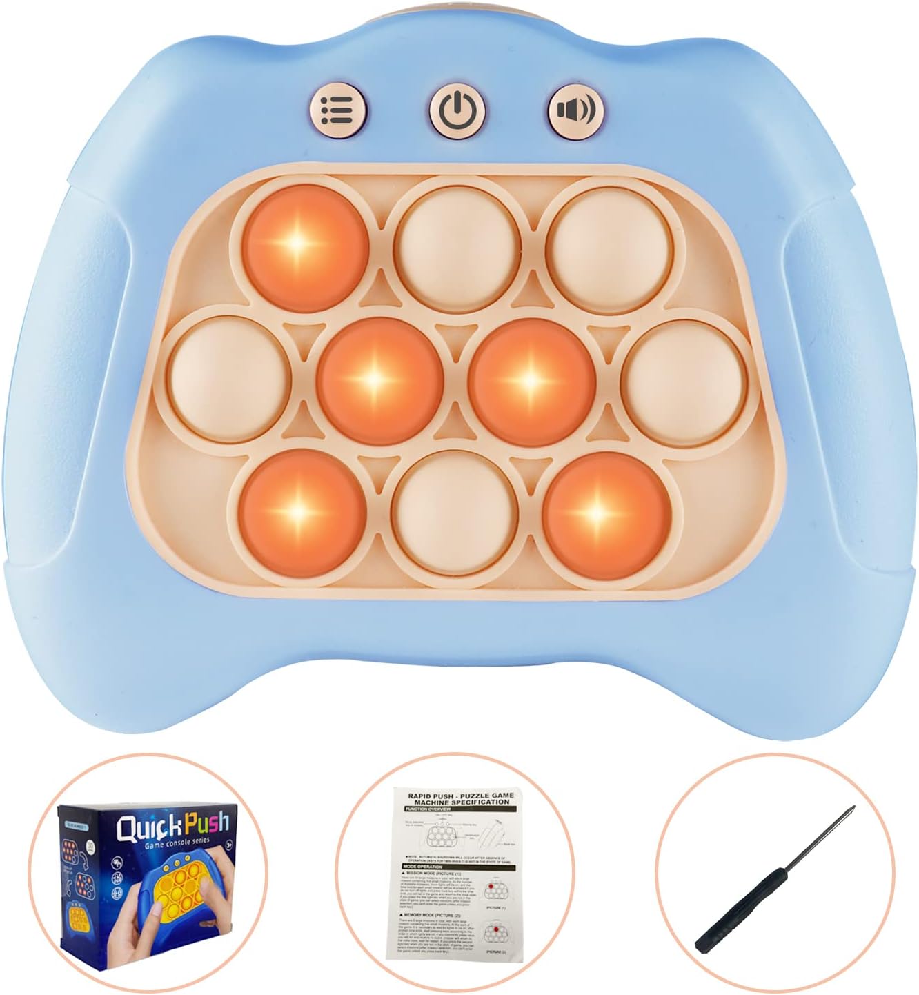 Pop The Target! Handheld Speed Push Game Machine: A Fun Multiplayer Game for Family. Sensory Fidget Toy Christmas Toys Gifts for 6 7 8 9 10 11 12 Years Old Kids Road Trip Car Games Light Blue