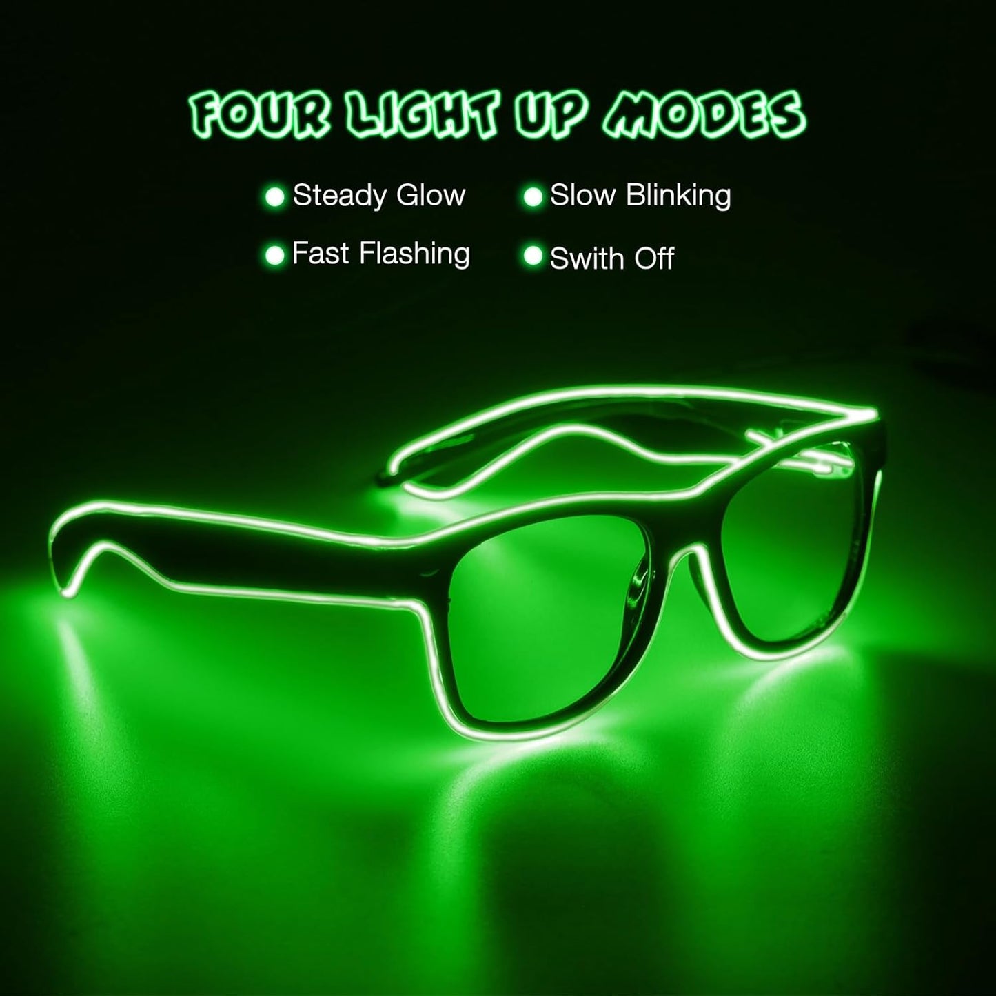 Aquat Light up EL Wire Neon Rave Glasses Glow LED Sunglasses Costumes For Party, EDM, Halloween, Wired with Battery Power