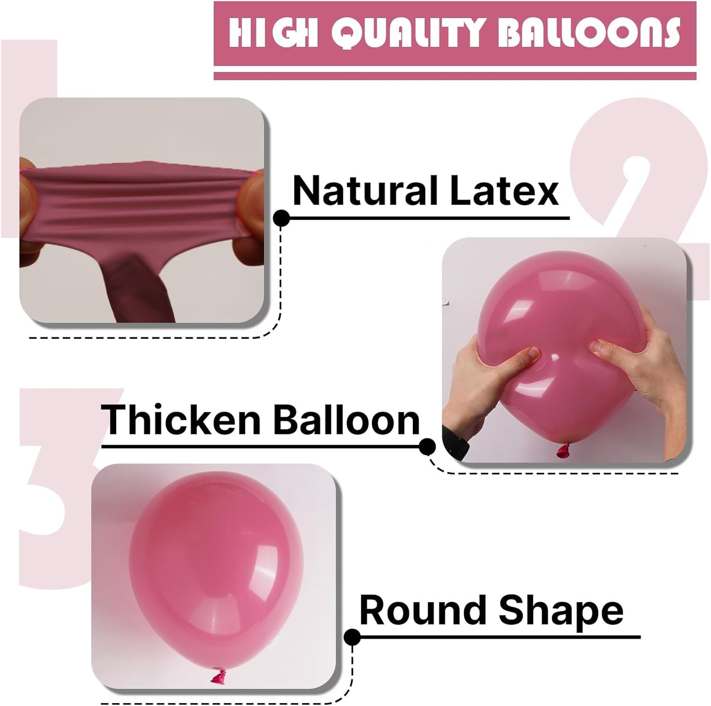 PartyWoo Mauve Balloons 50 pcs 12 Inch Dark Hot Boho Pink Balloons for Wedding Baby Shower Gender Reveal Valentine's Day Bridal Shower Graduation Birthday Party Decorations Pink-F02