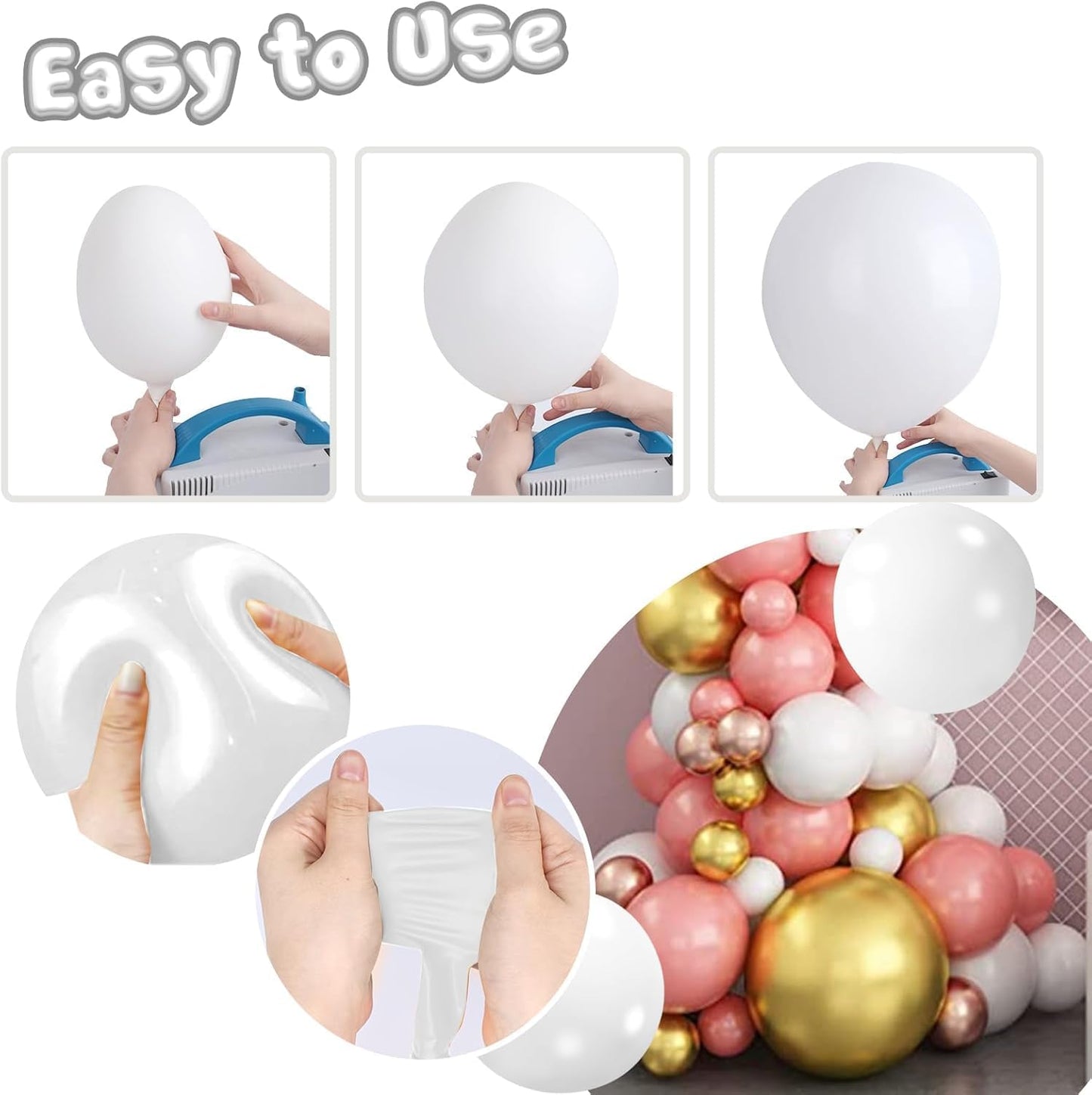 LovesTown 15PCS Party Balloons, 18inch White Latex Balloons Balloon Garland Arch for Birthday Wedding Engagement Graduation Anniversary Party Decor