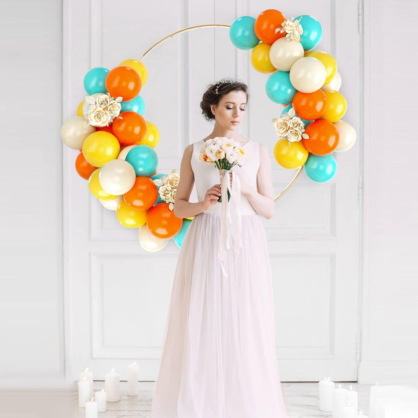 50PCS Latex Balloons - Blue, Yellow & Orange, Party Balloons for Girls & Boys Birthday, Baby Shower & Bridal Shower