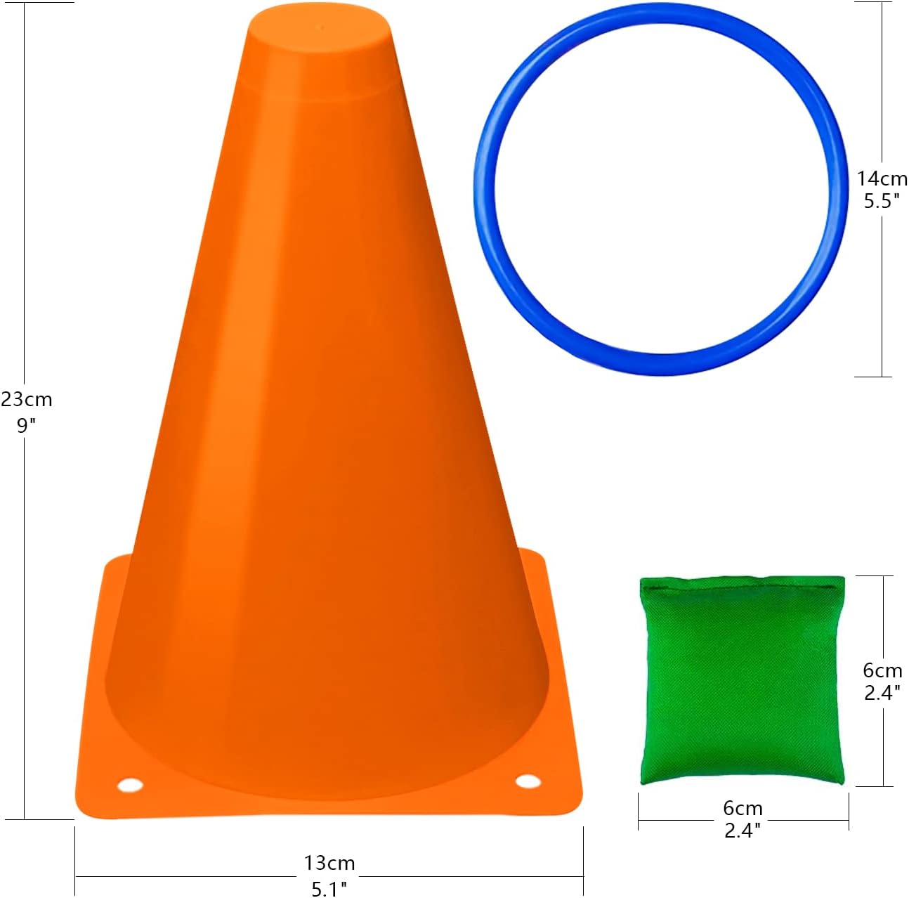 Eocolz 3 in 1 Carnival Games Set, Soft Plastic Cones Bean Bags Ring Toss Games for Kids Birthday Party Outdoor Games Supplies Combo Set