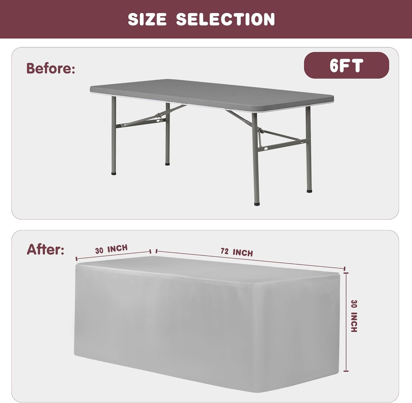 HolidayIdeas Fitted White Table Clothes - 72 x 30 Inch - 6 Pack Rectangle Table Covers for 6 Foot Tables, Polyester Fabric Tablecloths for Parties, Wedding, Trade Show, Craft Show