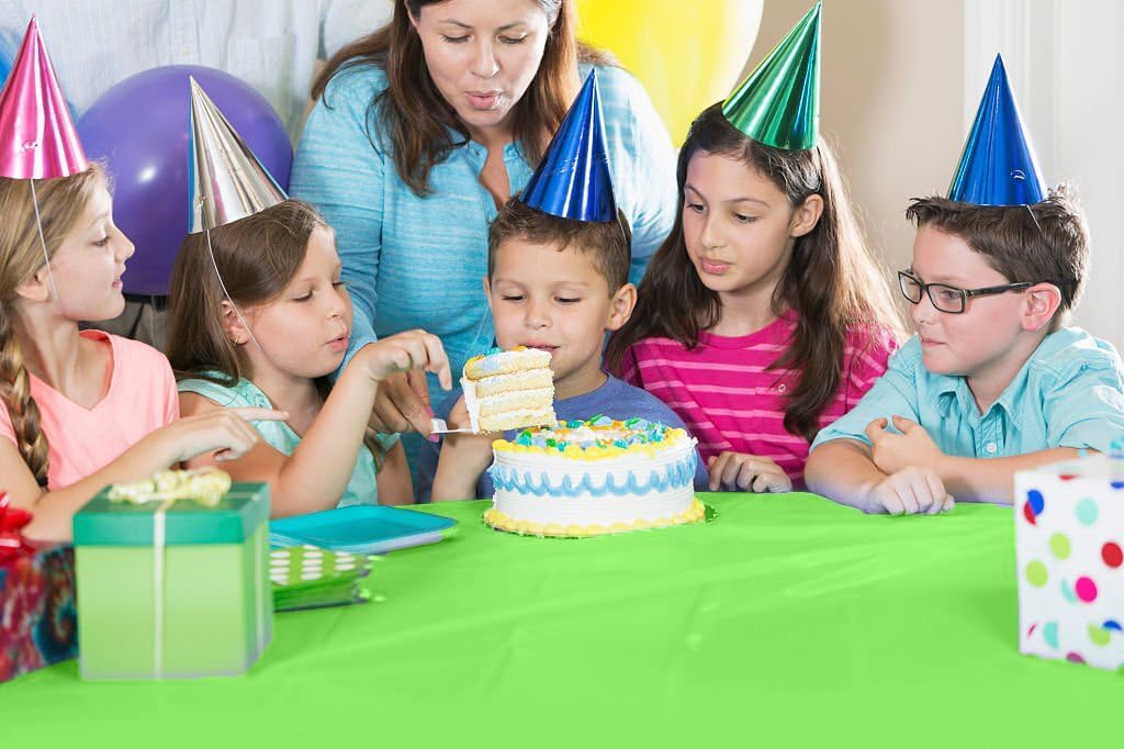 Exquisite Lime Green Plastic 54x300in Tablecloth Roll, Heavy Duty Disposable, Waterproof, Built-in Cutter, 36 Rectangle Table Covers, All-Season