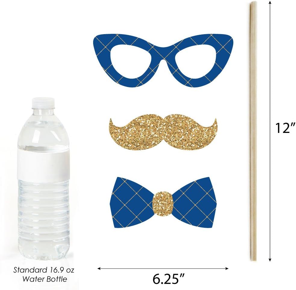 Big Dot of Happiness Royal Prince Charming - Baby Shower or Birthday Party Photo Booth Props Kit - 20 Count
