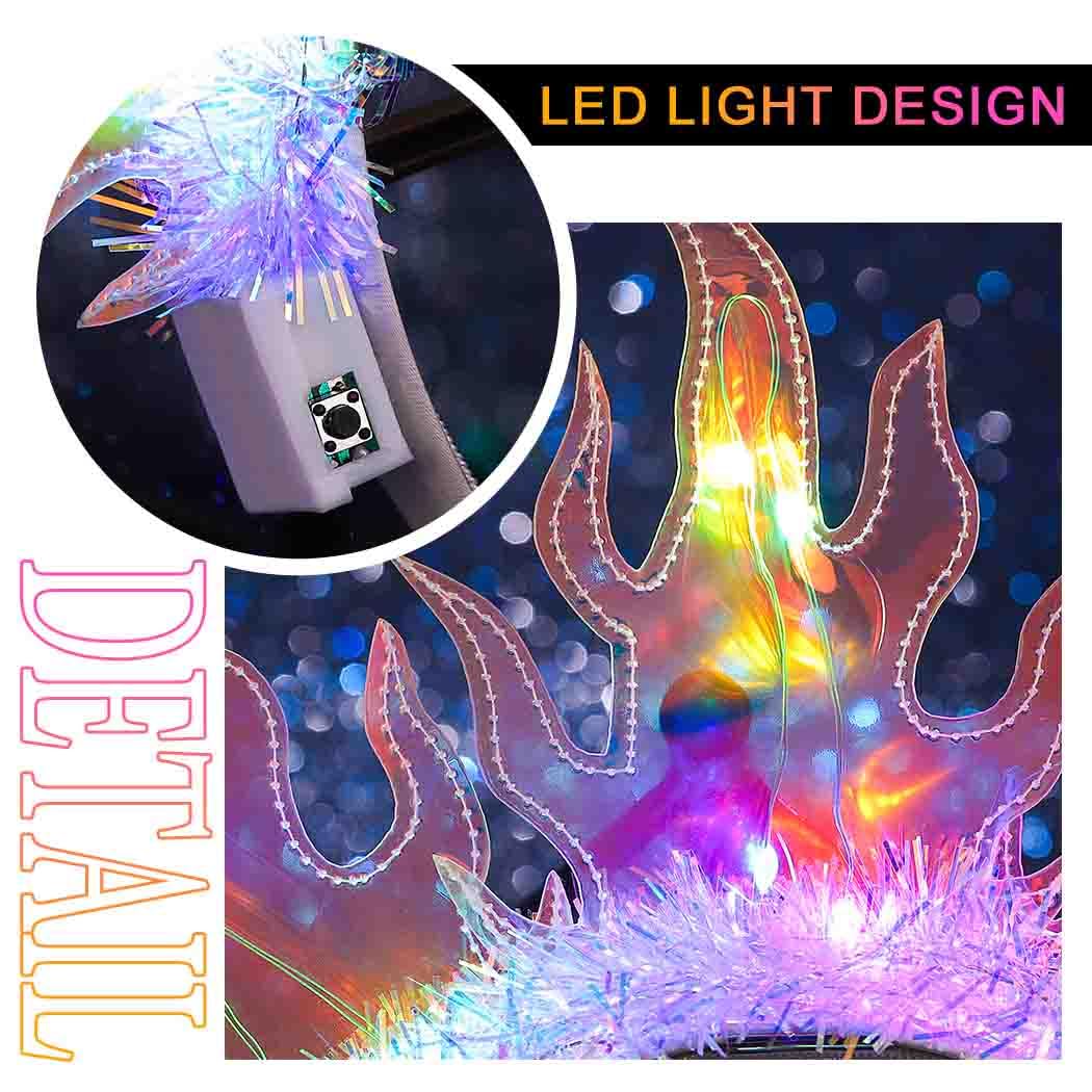 DRESBE Light Up Sun Crown Headband Glow Costume Headbands LED Flame Party Hair Accessories for Women (Colorful Light)