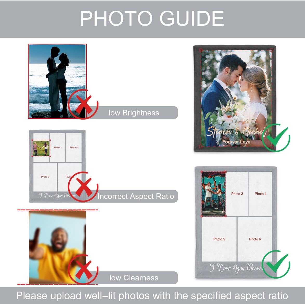 MeMoShe Custom Blanket with Picture, Personalized Sherpa Blanket for Adult, I Love You Wedding Gifts for Couples Girlfriend Boyfriend, Customized Throw Blanket for Adults Wife Husband-1 Photo Sherpa