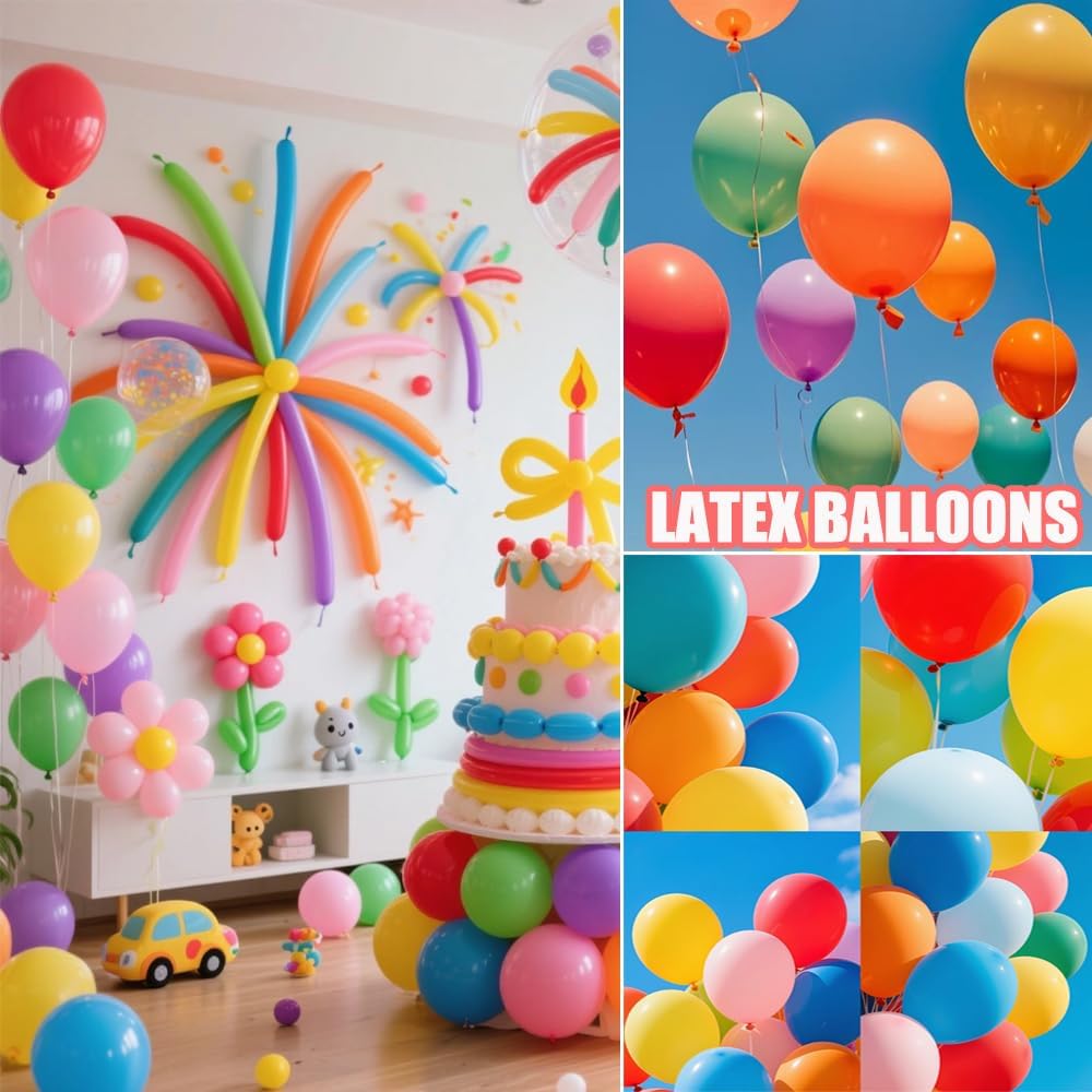 1000 Pcs Balloons Assorted Color, 10 Inch - 12 Rainbow Color Latex Party Balloons for Birthday Baby Shower Wedding Party Supplies Arch Garland (Multicolor, 1000 pcs)