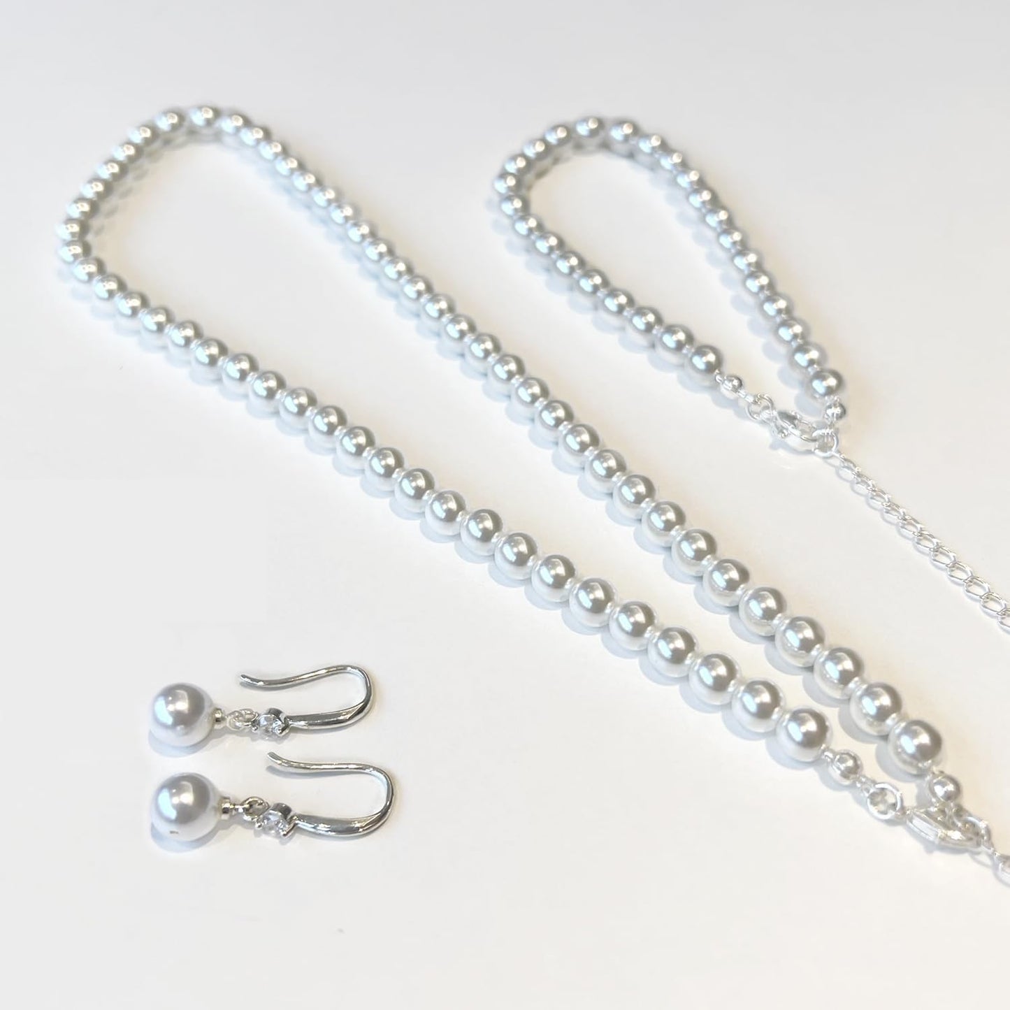 Gold Jewelry Set for Women - Dainty 14K Gold Plated Pearl Necklace and Earring Set with Drop Earrings, Bracelets, Choker Necklace - Wedding Jewelry Gift