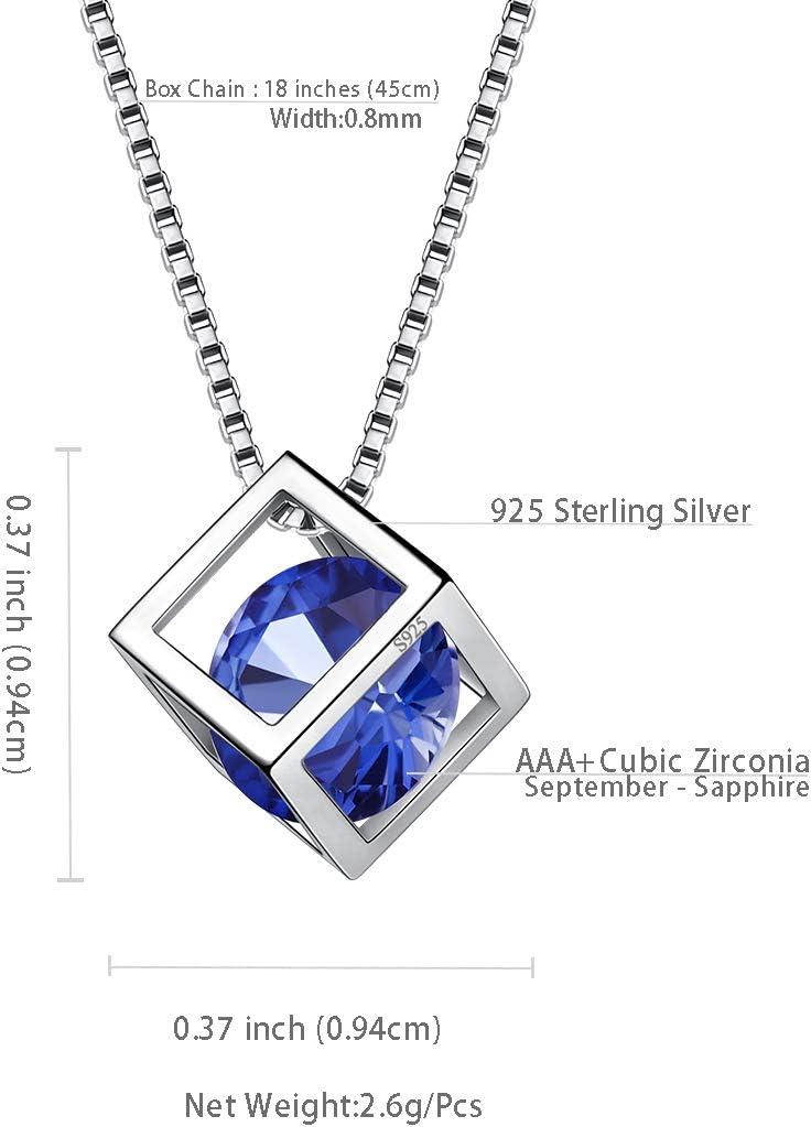 Aurora Tears Birthstone Necklace/Earring 925 Sterling Silver Women Cross/3D Cube/Cresent Moon Birth Stone Jewelry Mens Birthday Gift Anniversary Present