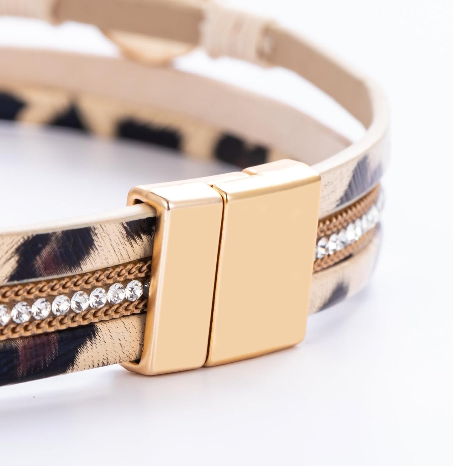 FANCY SHINY Leather Wrap Bracelet Boho Cuff Bangle Bracelets Crystal Bead Bracelet with Magnetic Clasp Jewelry Gifts for Women