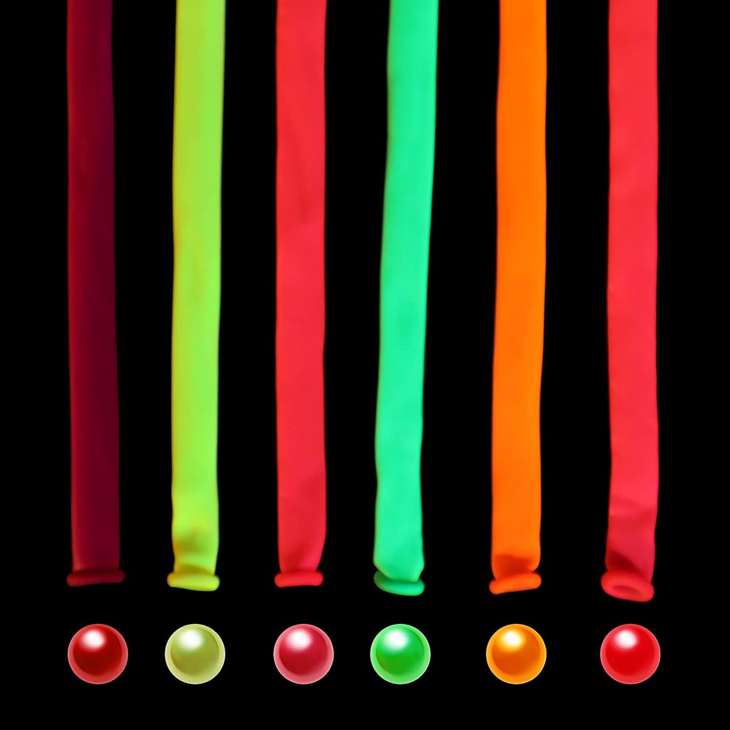 Skylety 150 Pieces Neon Glow Long Balloons Backlight Reactive Fluorescent Colorful Long Animal Twisting Latex Balloons for Twisting DIY Animals Birthday Party Decorations