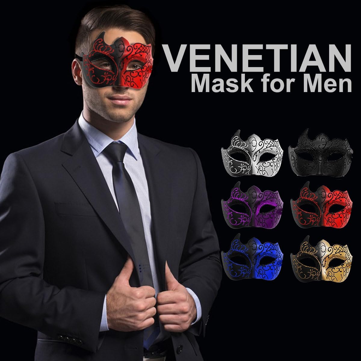 Masquerade Mask for Couples Lace Eye Mask Venetian Carnival Halloween Mask Party Ball Prom Mask Costume Mardi Gras 2Pack