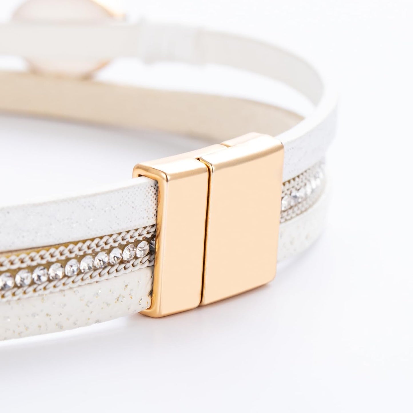 FANCY SHINY Leather Wrap Bracelet Boho Cuff Bangle Bracelets Crystal Bead Bracelet with Magnetic Clasp Jewelry Gifts for Women