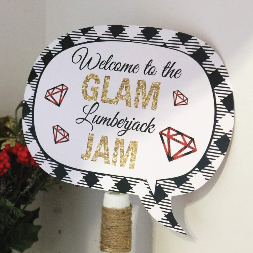 Big Dot of Happiness Funny Flannel Fling Before the Ring - Buffalo Plaid Bachelorette Party Photo Booth Props Kit - 10 Piece