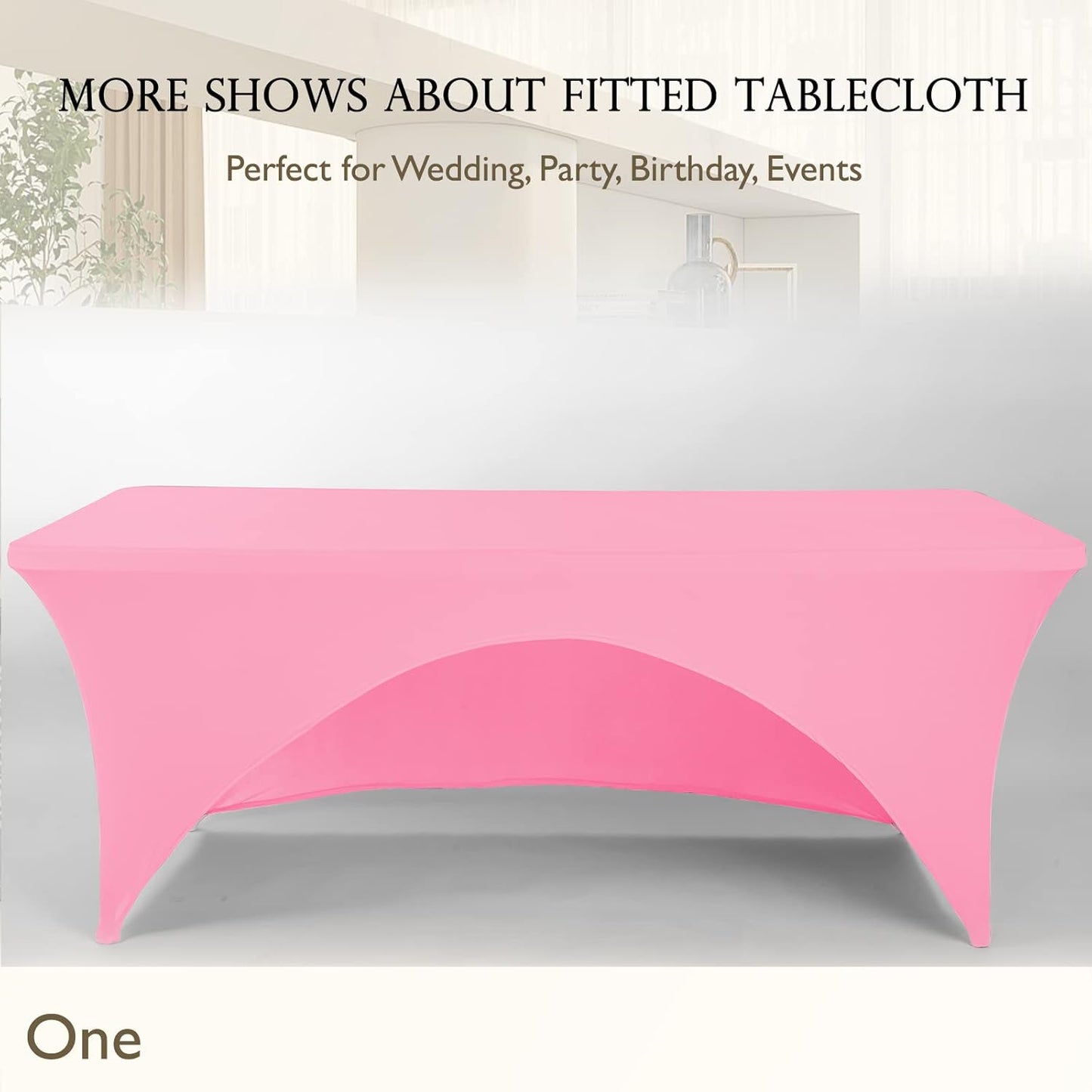 Spandex Table Cover 6 ft. Fitted Polyester Tablecloth Stretch Table Cover Table Topper Open Back - Pink