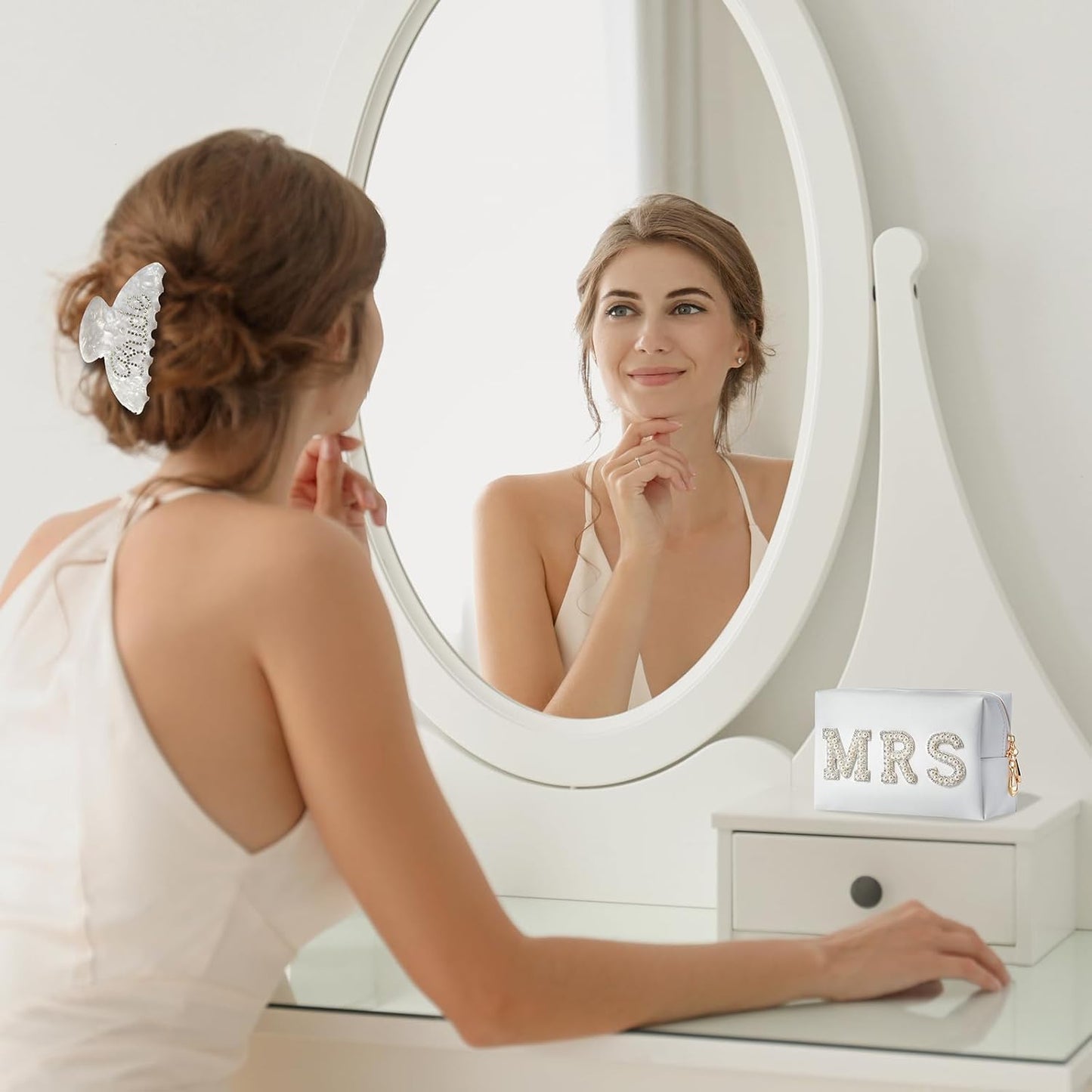 Bride To Be Gift Set - Makeup Bag, Slippers, Robe, Hair Clip - Wedding Gifts