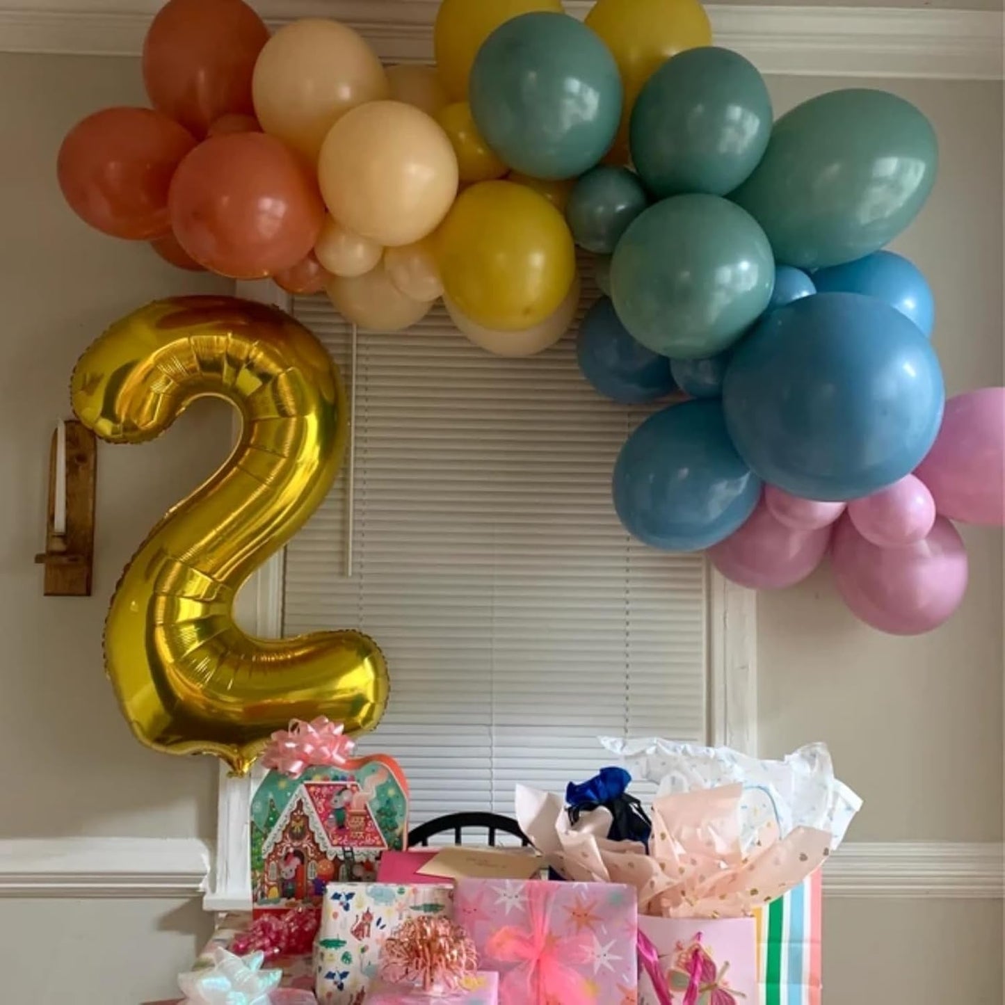 Boho Rainbow Balloons, 60Pcs Dusty Blue Blush Pink Balloons, 12 Inch Retro Mustard Yellow Slate Blue Balloon Assorted Colorful Balloon for Here Comes the Son Baby Shower Boho Safari Groovy Birthday