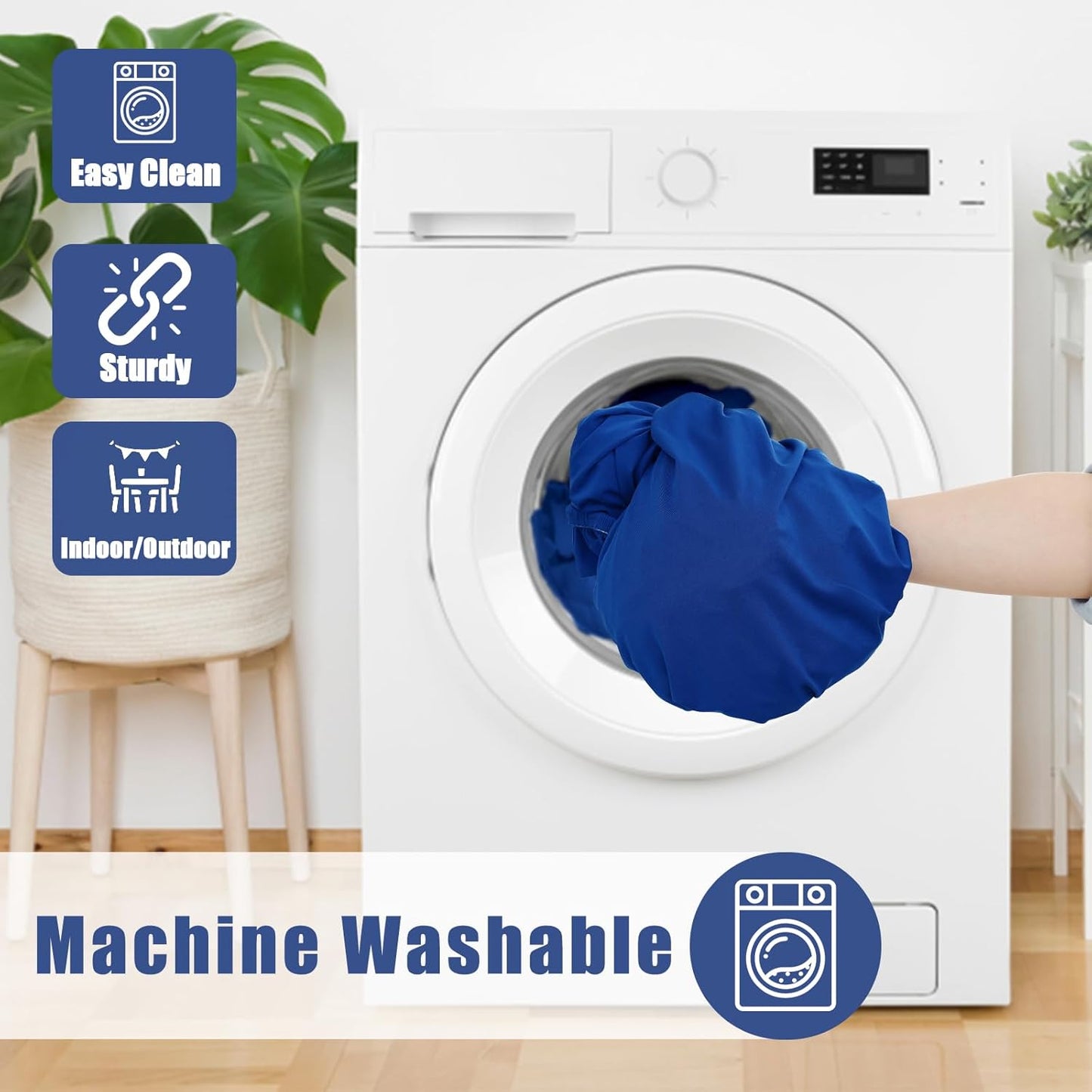 Spandex 6 Foot Rectangle Table Cloth 2 Pack, Elastic Fitted Tablecloths for Picnic, Stretch Washable Patio Table Cover for Outdoor, Camping, Banquet and Parties (Blue, 30"x72")