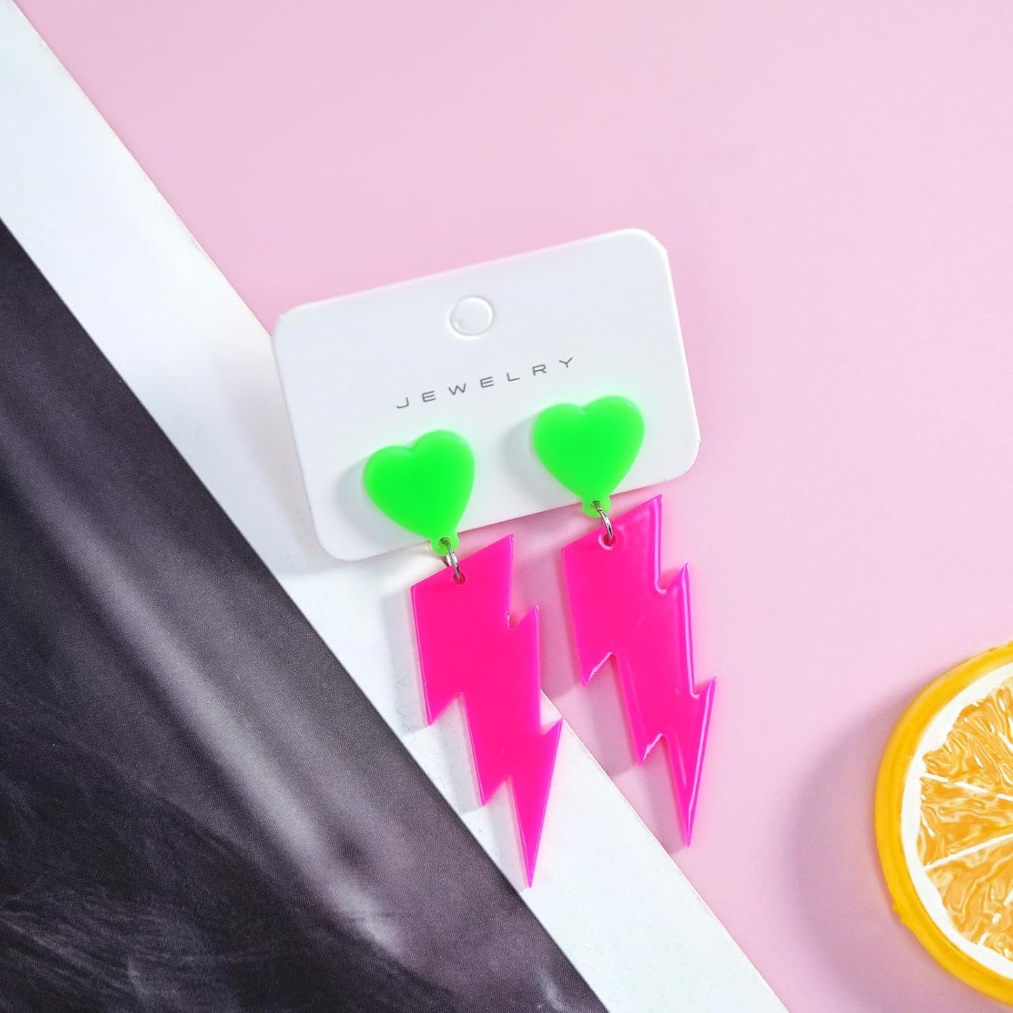 80s Neon Earrings for Women Acrylic Lightning Bolt Drop Earrings Retro 80s 90s Glow Party Accessories Neon Jewelry for Halloween Costume Outfit