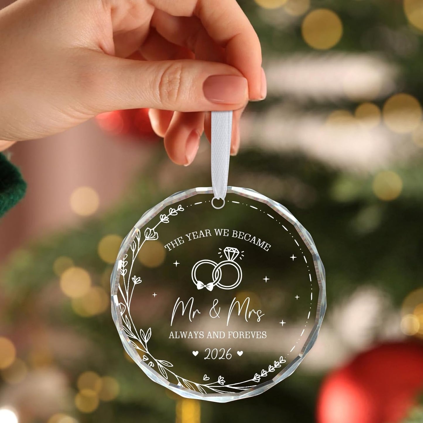 Wedding Gifts Mr and Mrs Gifts 1st Wedding Bridal Shower Gift for Couples Newlyweds Bride 2026 Glass Ornament 2026