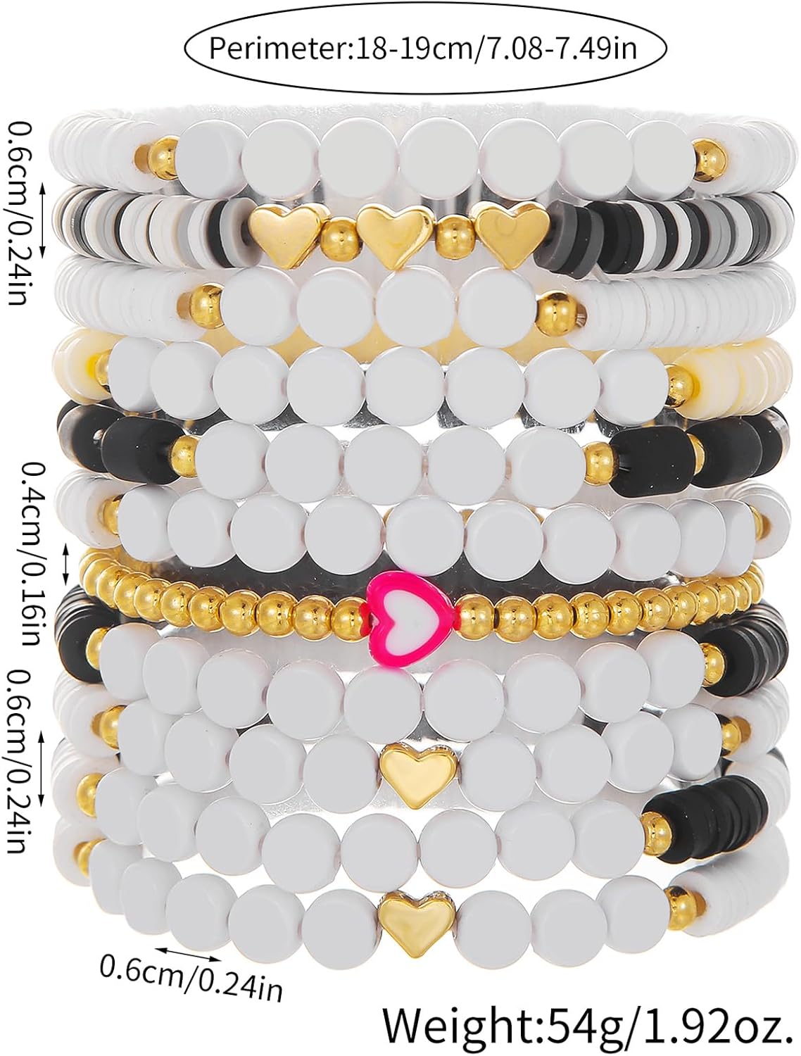 Heishi Surfer Clay Bead Bracelets Set for Women - Preppy Smile Evil Eye Beaded Stretch Bracelets Elastic Layering Friendship Bracelets- Stackable Boho Disc Summer Jewelry Set