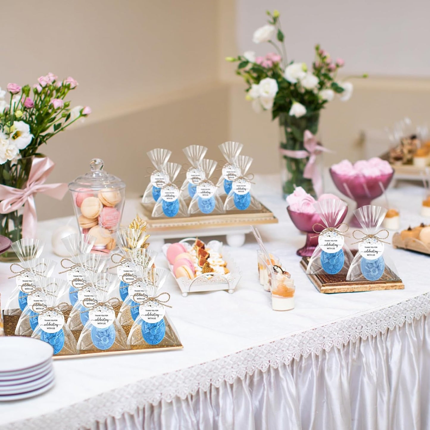 Demissle 20 Pcs Baby Shower Soap Favors Wildflowers Baby Shower in Bloom Flower Bath Soap Gift Set with White Greeting Card Handmade Gifts for Guests Decorations Supplies(Blue Color,Trendy Style)