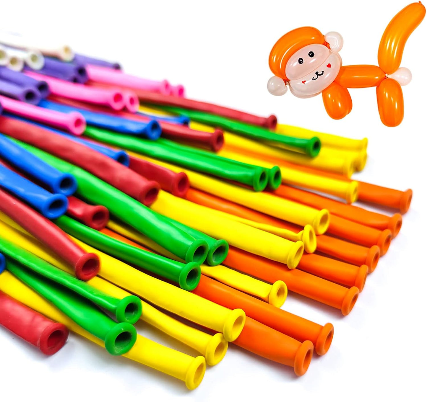 Pink 260 Long Skinny Twisting Animal Balloons, Rainbow Balloons for Animal Shapes Carnival Festival Party Supplies 100pcs