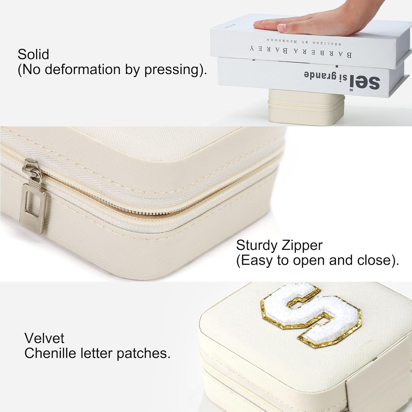 Parima Bridesmaid Gifts for Wedding Day | Unique Proposal Gifts | Travel Jewelry Case - Letter F, White