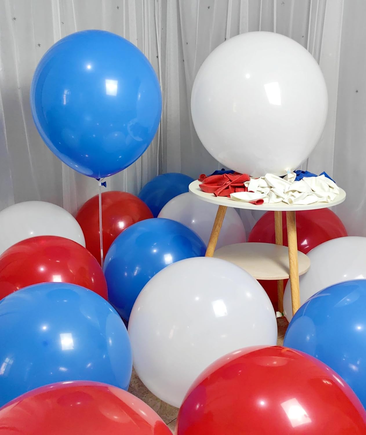 90 Pack Red White Blue Balloons 18 inch 100 of each of the 3 colors Large Red White Blue Latex Party Balloon Bulk for Various Party Events Decorations