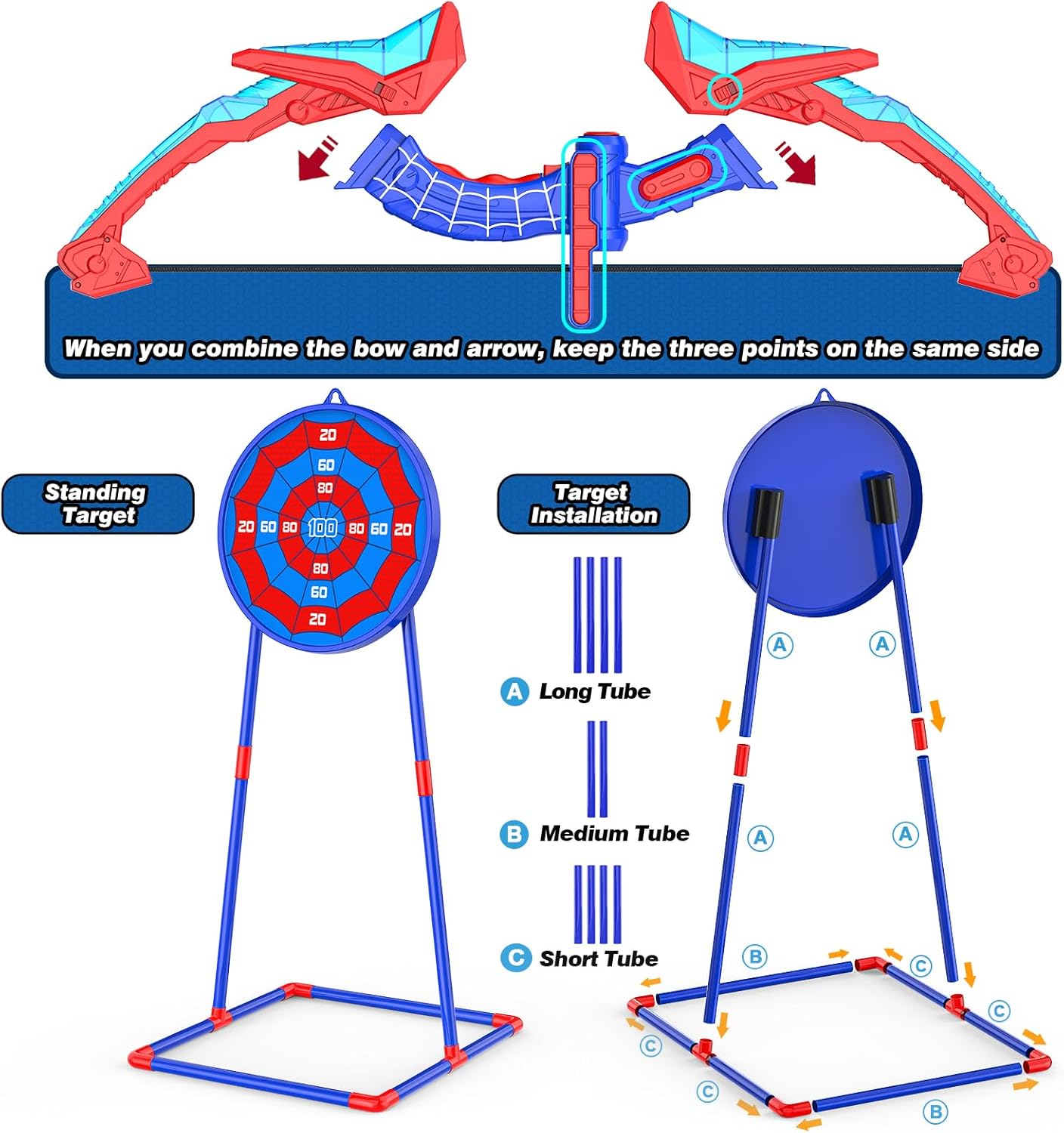 Bow and Arrow Set for Kids, LED Light Up Archery Set with 7 Suction Cup Arrows, Quiver & Standing Web Target for Indoor/Outdoor, Birthday Gifts Toys for 4 5 6 7 8 9 10 12 Year Old Boys Girls