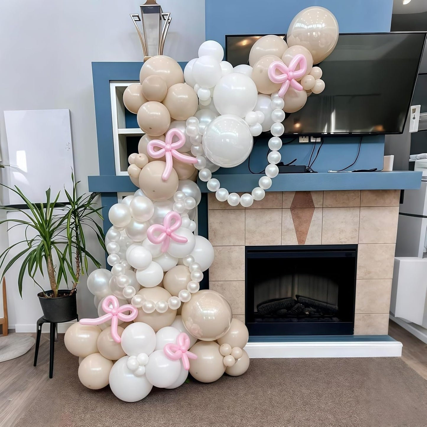 Pearl White Linking Balloons, 100PCS 6 Inch Pearl Color Quick Link Balloons for Making Balloon Wall Heart Arch, Tails Balloon for Wedding Birthday Baby Shower Engagement Graduation Party Decorations