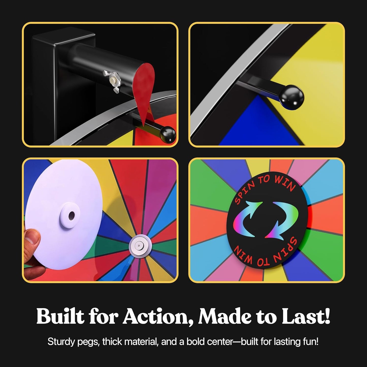 T-SIGN 18 Inch Heavy Duty Spinning Prize Wheel - 14 Slots Color Tabletop Roulette Wheel of Fortune - with Dry Erase Marker and Eraser Win The Fortune Spin Game for Carnival & Trade Show (Multicolor)