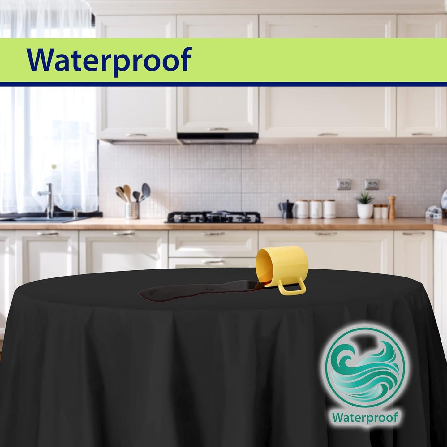 Black Disposable Plastic Tablecloth for Round Tables (12 Pack) 84 inches Table Cloths for Parties, Events & Weddings, Indoors & Outdoors, Plastic Table Cover