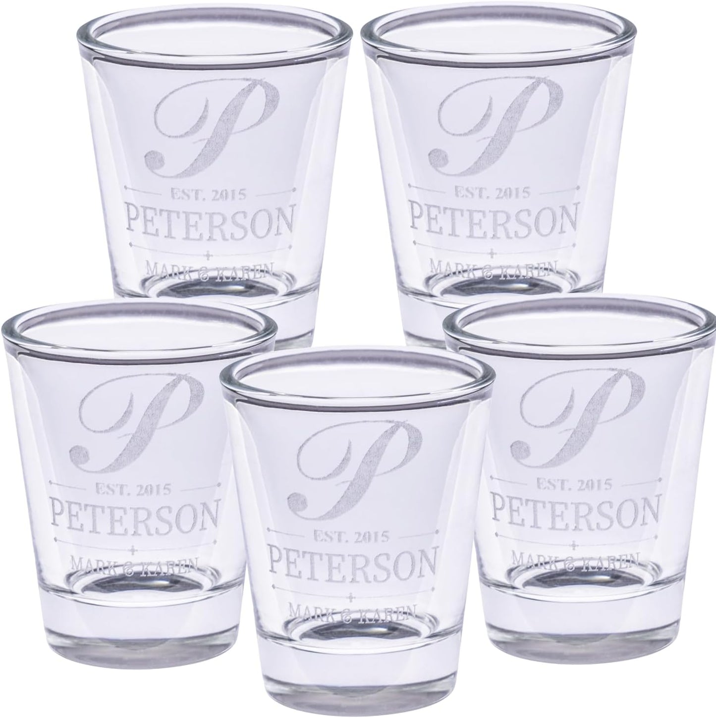 Gifts Inscribed Personalized Shot Glasses Set of 5 – Customized Glasses Drinking Set – Custom Drinking Glasses – Engraved Shot Glass Gift, Wedding, Birthday, Anniversary