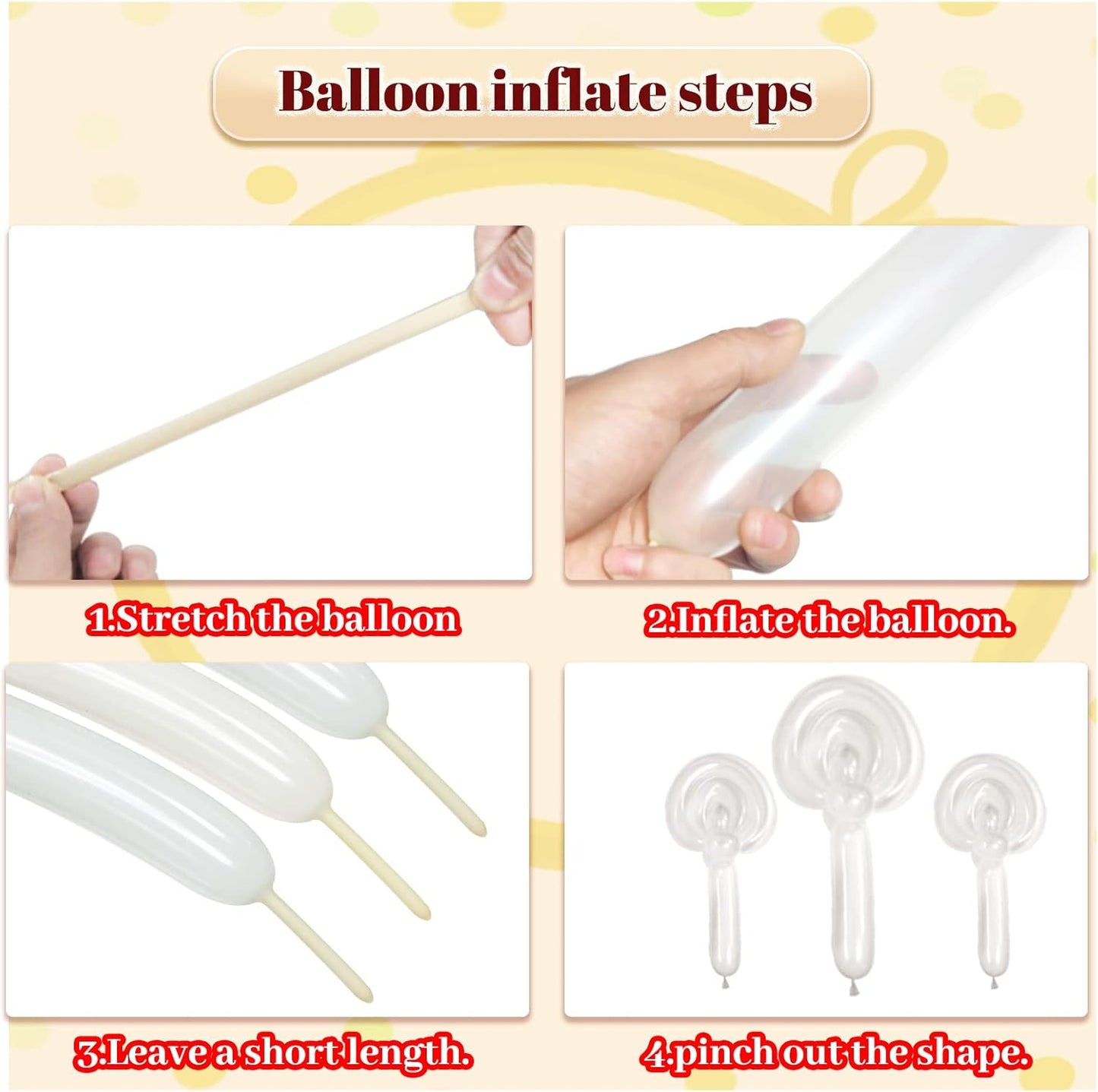 200 Pcs 260 Balloons Long Balloons White and Clear Twisting Animals for Balloon Arch Garland Birthday Wedding Party Decoration