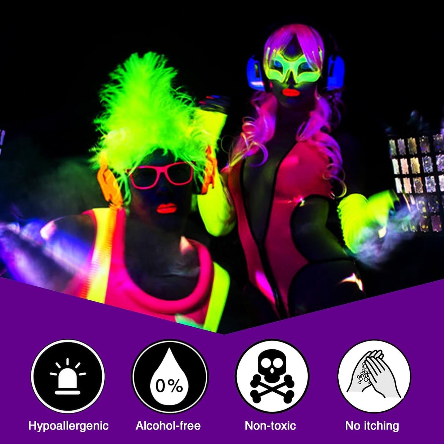 MEICOLY Neon White Face Paint,1.05oz Glow Blacklight Water Based Body Paint,Fluorescent Water Activated Face Paint for Adult and Children,Halloween White Face Paint Split Cake,White/UV Blue