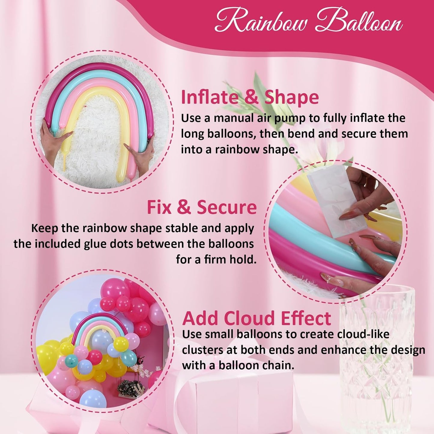 155 Pcs Summer Rainbow Balloons Arch Kit, Hot Pink Teal Blue and Yellow Neon Balloon Garland Kit Pool Birthday Decor, Pastel Pink Blue Colorful Long Balloon as Rainbow Tropical Luau Party Decorations